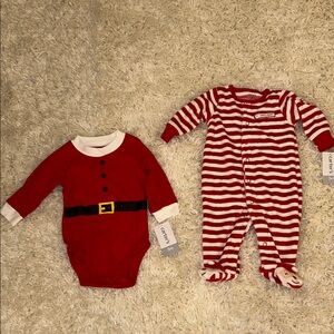 Carter's Festive Red and White Santa Footies